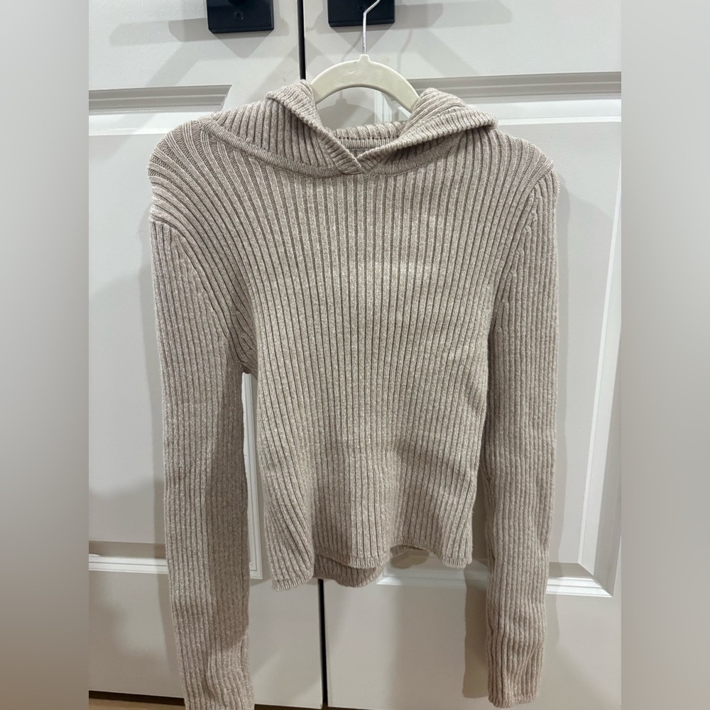 Aerie Cream Ribbed Turtleneck Sweater